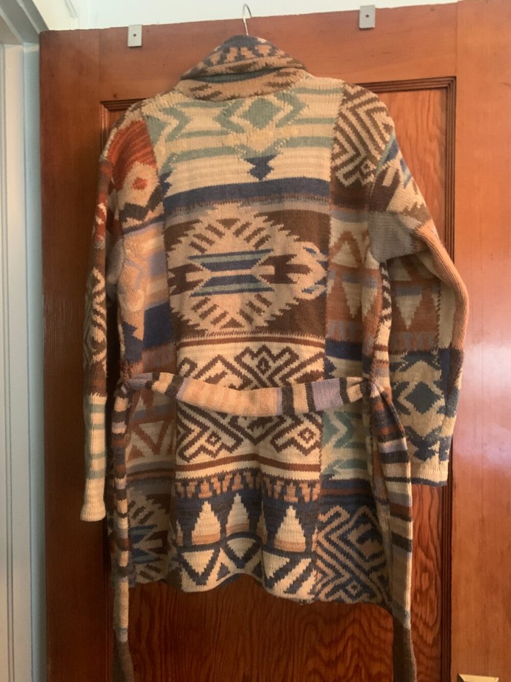Vintage Lauren Ralph Lauren Hand Knit Southwestern Aztec Wrap Cardigan Sz SM P/P - Picture 5 of 10